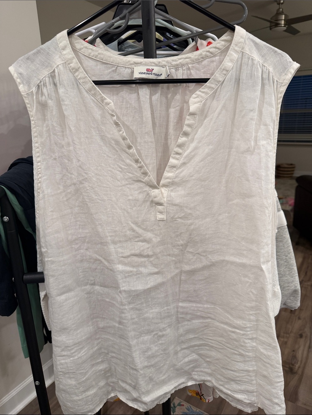 Vineyard Vines White Sleeveless Linen Tunic Top